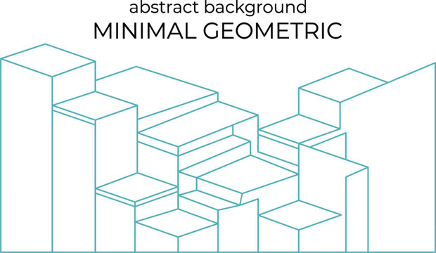 Abstract minimal geometric isometric block background banner vector layout template with linear green cube grid structure design