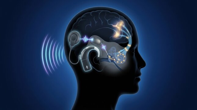 Cochlear implant technology enhances hearing by stimulating the auditory nerve in the brain