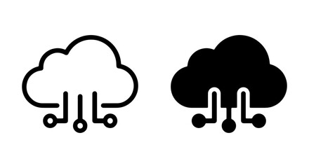 Obraz premium Cloud Computing Icons, Digital Data Storage, Network Technology, Vector Graphics