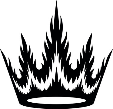 Detailed stylized illustration of a spiky flame crown design isolated