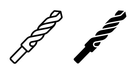 Drill Bit Icons, Metal Tool Vector Graphics, Industrial Hardware Symbols, Construction Equipment Elements © LANA