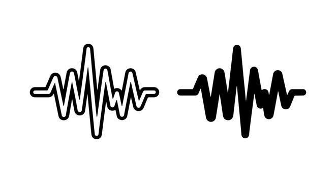 Sound Waveform Icons, Audio Signal Graphics, Music Pulse Vector Art, Digital Sound Representation