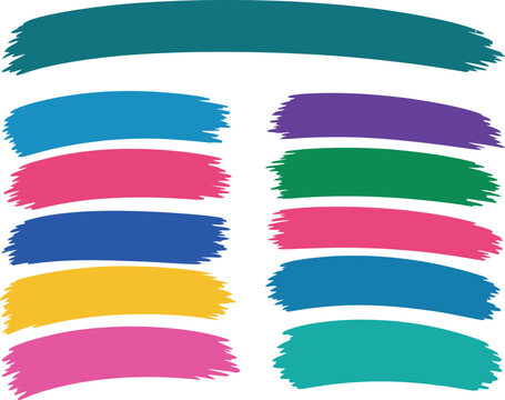 Colorful brush stroke swatches, vibrant paint samples, colorful textures, vector brushstrokes