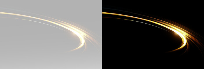 Obraz premium Abstract golden light streak showing smooth curved trajectory PNG