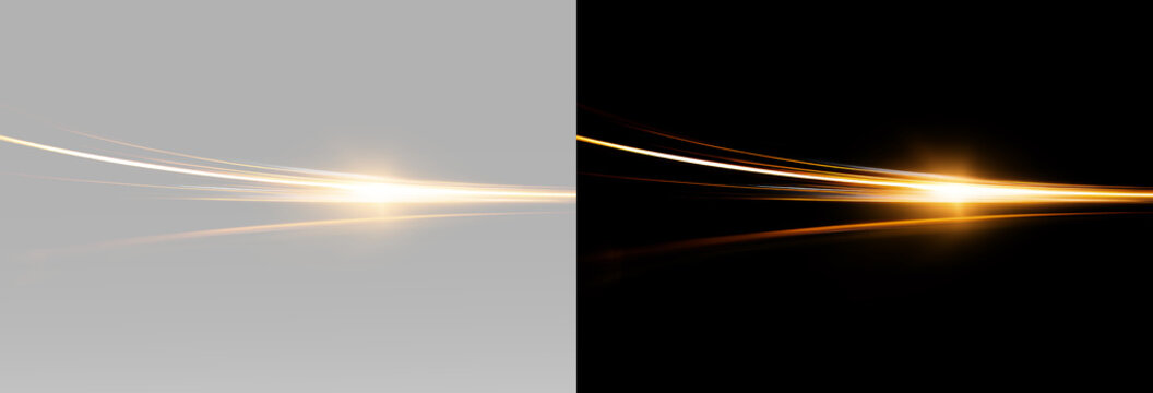 Luminous curve swoop representing fast speed and power, overlay gold line