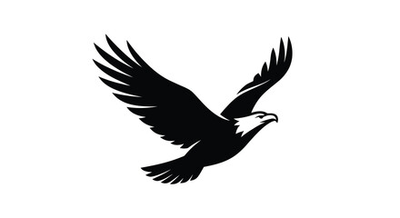 Fototapeta premium Eagle Silhouette Against White Background A Graphic Representation Of Flight