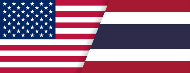 Obraz premium アメリカとタイの国旗コンビネーションデザイン 国際交流イラスト素材 USA and Thailand Flag Combination International Illustration Design 