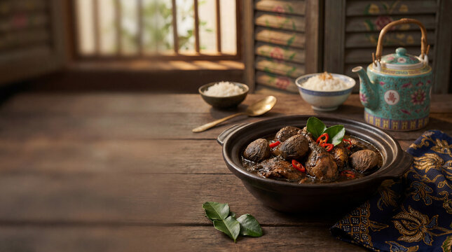 Traditional Indonesian Ayam Buah Keluak Dish