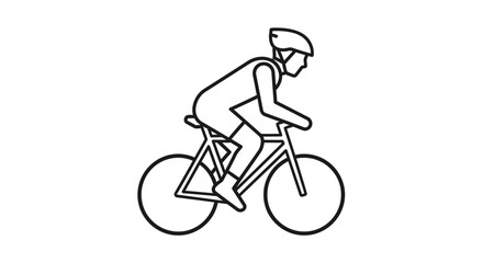 Naklejka premium Cyclist Riding Bicycle Icon Line Art