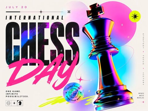 International Chess Day. July 20. Holiday illustration.
