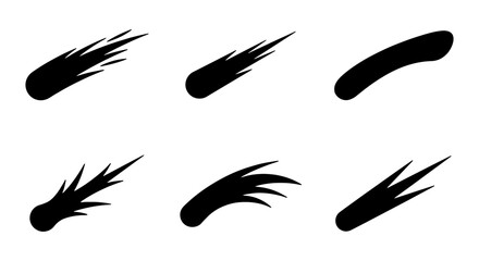 Meteor Shower Vector Icons, Shooting Stars, Cosmic Trails, Space Elements, Celestial Motion Graphics © VG