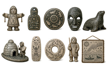 Vsai inuit indigenous art collection representing arctic culture © frrlbt