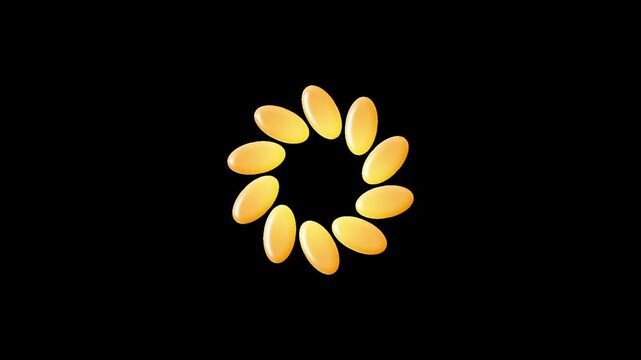 gold loading spinner circle loop animation.   
rotating dots preloader glossy yellow.   
premium loading ring black background ui.  