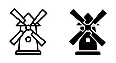 Windmill Icons, Rural Landmark Symbols, Agricultural Building Graphics, Countryside Vector Art © Shahajan