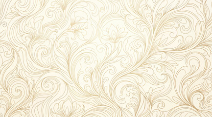 Luxury gold floral swirl pattern background with intricate filigree lines © S.Siam