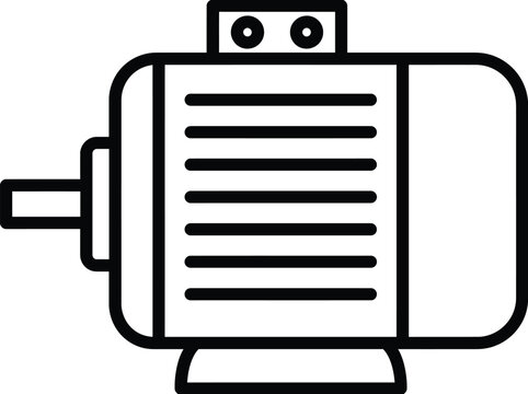 Electric motor technical icon outline illustration for engineering and industrial hardware.