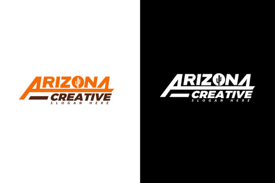 Arizona Creative Typography Logo Design Vector with Modern Speed Style