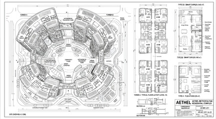Obraz premium Detailed architectural floor plan for a large residential building complex