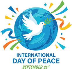 Fototapeta premium World Peace Day Celebration Vector Illustration with Colorful Ribbons