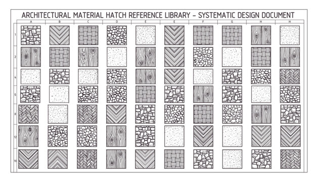 Architectural material hatch reference library vector systematic design document patterns.
