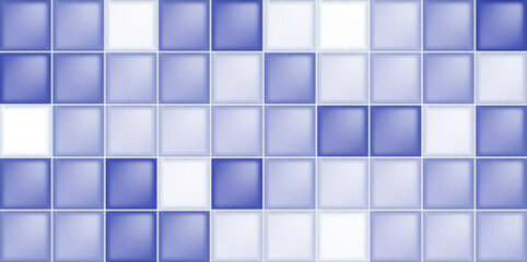 Naklejka premium Tile bathroom background with elegant mosaic pattern for floor and wall design. Square ceramic texture in blue tones for kitchen or pool interior. Seamless vector grid with vintage pastel appeal.