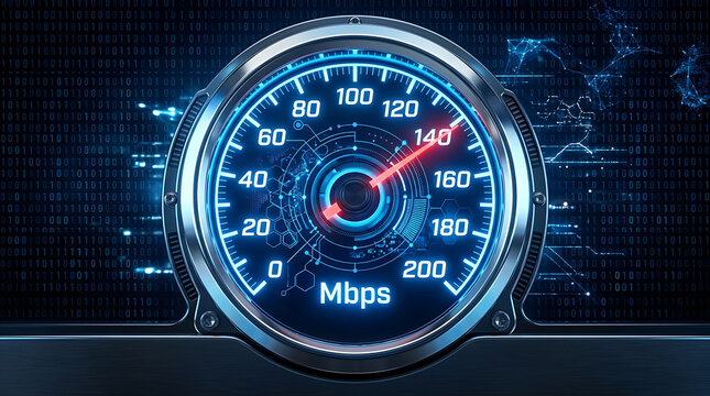 High Speed Fiber Optic Internet Connection Mbps Gauge for Fast Network Connectivity