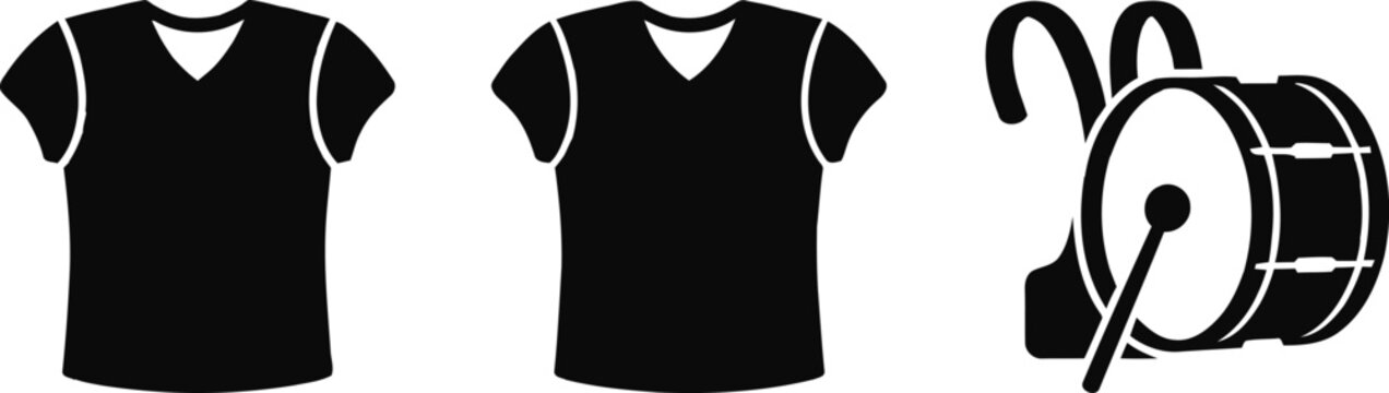 Black t-shirts and drum icon set