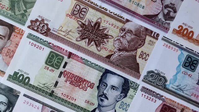 Cuba paper money, peso in various denominations. Cuba money as a business background for your design