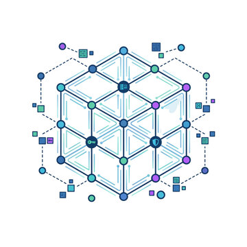 Blockchain Network Connection and Distributed Ledger Illustration