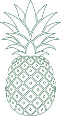 Obraz premium Minimalist pineapple outline vector, tropical fruit line art illustration, simple summer design element, healthy food icon graphic isolated on White Background