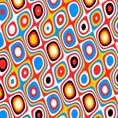 Fototapeta premium Retro Bauhaus circles in vibrant red blue yellow and black