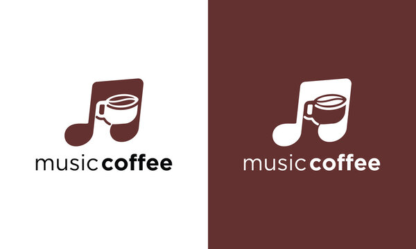 Music Coffee Logo Design Creative Blend of Sound and Brew.