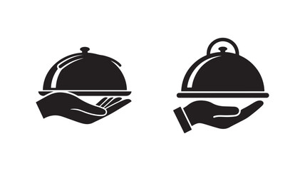 Fototapeta premium Black and white cloche icons with hands