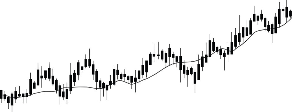 Candlestick trading chart vector, financial market trend analysis illustration, stock and forex investment graph, economic growth data visualization