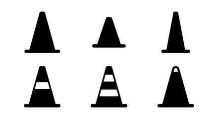 Traffic Cone Icons, Safety Warning Cones, Construction Site Markers, Vector Set © ADIBA