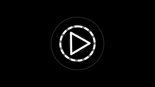 Minimalist white video play button element motion picture control audio multimedia music, watching website interface,4k video.