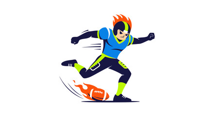 Obraz premium American Football Player Kicking Ball During Game Action.