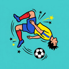 Obraz premium Flat Design Icon Set of Soccer Players Performing Acrobatic Backflips