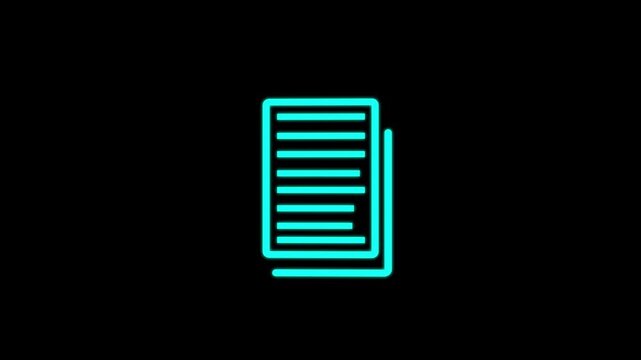 Glowing Simple notepad icon animation showing document checklist note task pictogram line, 4k video.