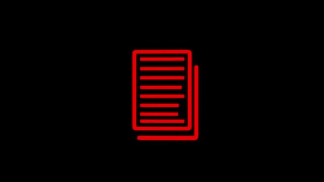 Glowing Simple notepad icon animation showing document checklist note task pictogram line, 4k video.