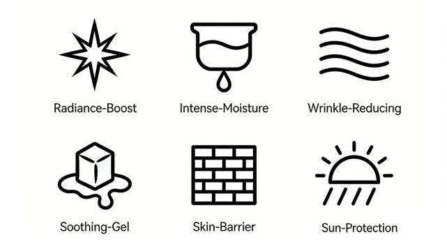 Starlight measuring cup, wave ice block, brick wall, sun icon, brightens deep moisturizing, thin lines, repair barrier, sunscreen, suitable for moisturizing essence and sunscreen skin care products.
