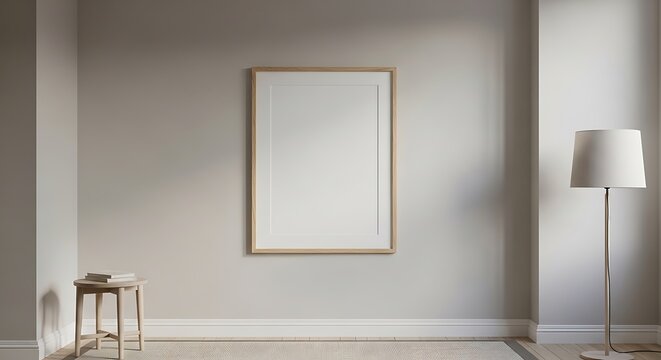 Modern interior design empty room with lamp.