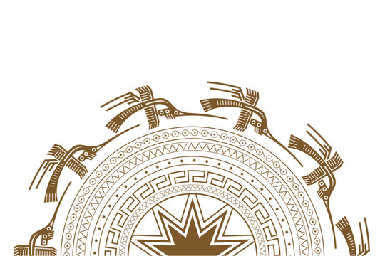 Traditional Vietnamese bronze drum half circle vector border ornament