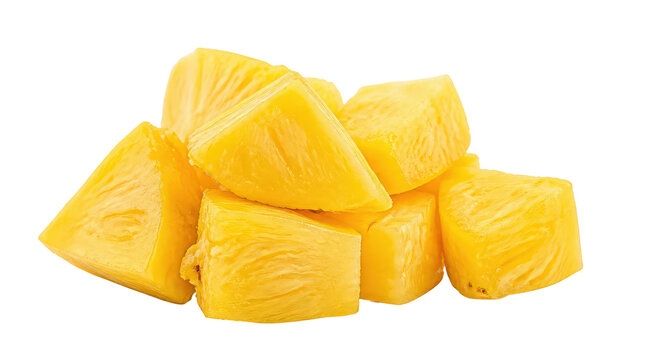 Fresh Pineapple Chunks Isolated Food Still Life