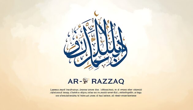 Ornate Arabic calligraphy on beige background with text