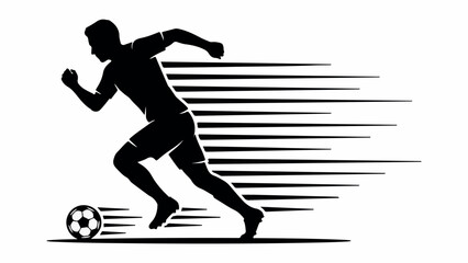 Obraz premium BaFootball player full sprint speed lines dynamic running silhouette vector white background fast athletic 2026sic RGB