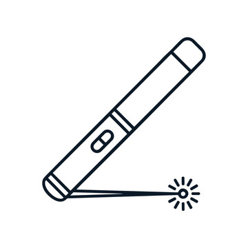 Lighter with flame burning on end.