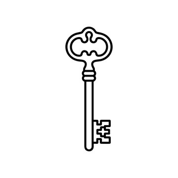 Vintage skeleton key closeup illustration.