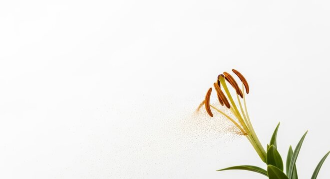 Delicate pollen dust gently drifting from the anther of a blooming flower
