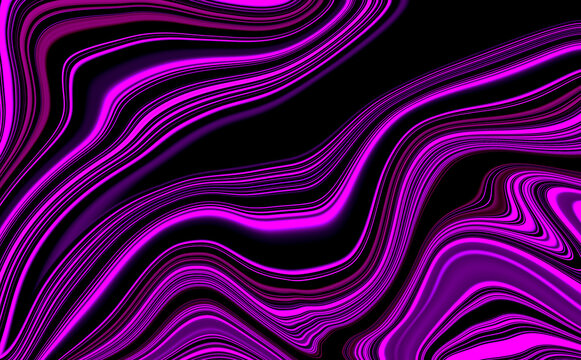 Vibrant purple and black abstract background with wavy lines and neon effect